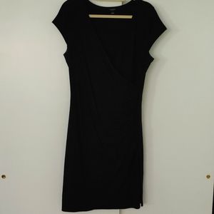 Ann Taylor Size L Faux Wrap Black Dress